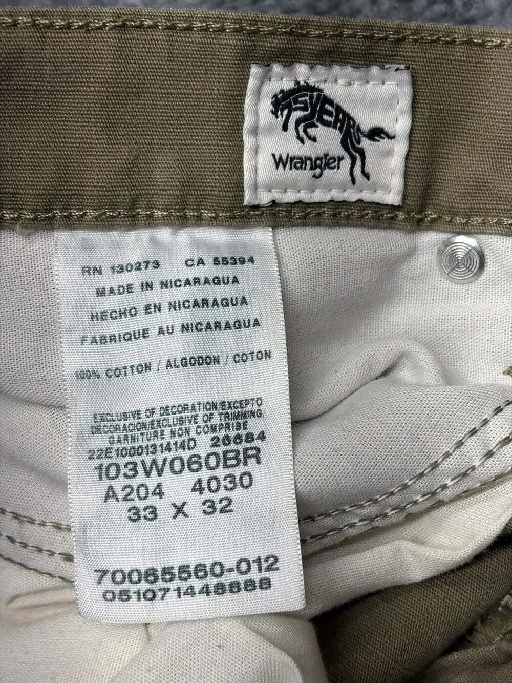 Wrangler Riggs Workwear Mens Tan Ripstop Double Knee Cargo Work Pants 33 X 32
